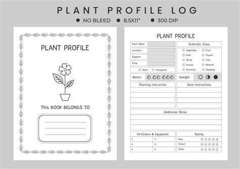 Plant Journal Logbook Or Notebook Planner Plant Profile Gardening