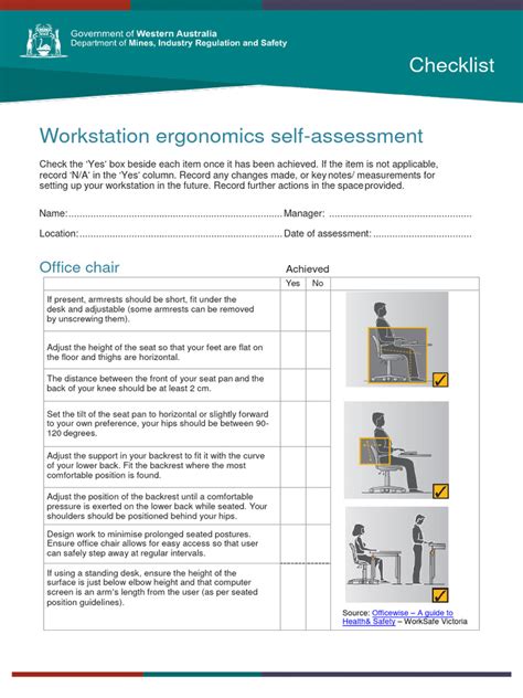 Workstation Ergonomics Self Assessment Pdf Computer Keyboard Chair