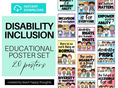 DISABILITIES INCLUSIVITY Poster Set Posters Accepting Inclusive