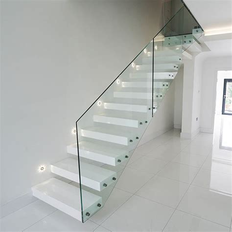 Contemporary Floating Staircase Invisible Stringer Straight Stairs With