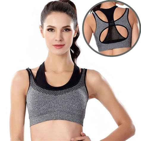 Gray Soutien Gorge Sport Bra Mesh Sujetador Deportivo Women Sports Bras