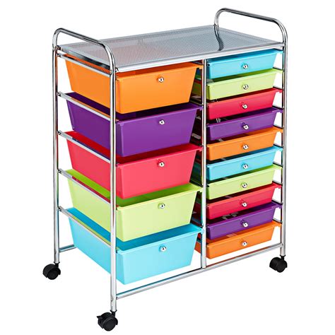 Rolling 15 Drawer Organizer Cart Utility Organizer With Wheels