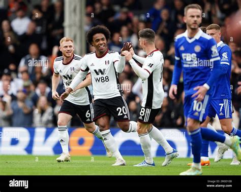 Fulhams Willian Celebrates Scoring The Opening Goal During The Premier