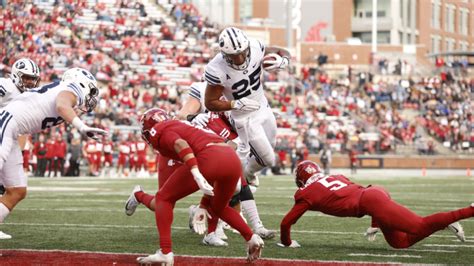 Byu Rb Tyler Allgeier Leaps Across Goal Line For 10th Rushing Td Of Season