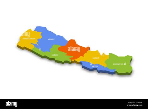 Nepal Mapa político de las divisiones administrativas provincias