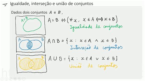 Conjuntos Igualdade Interseção E Uniao De Conjuntos Youtube