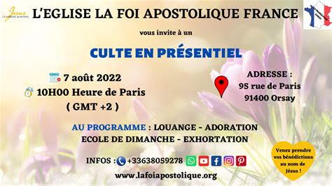 Culte En Présentiel Du 7 Août 2022 Eglise La Foi Apostolique