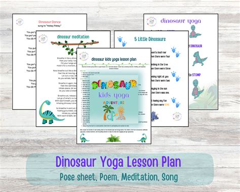 Dinosaur Yoga Lesson Plan Package Pose Card Song Meditation Poem