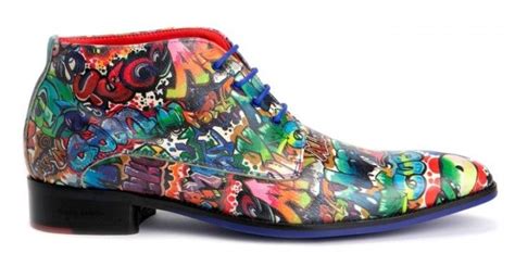 Graffiti Boots Leren Herenschoenen Laarzen Kleurrijke Schoenen