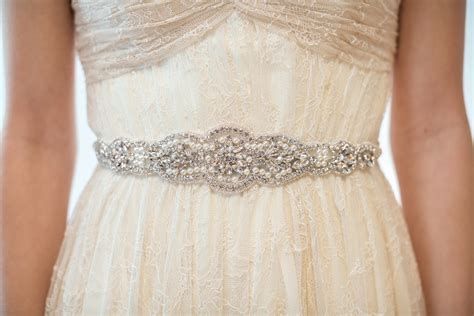 Bridal Gown Sash Wedding Dress Sash Rhinestone Beaded Sash