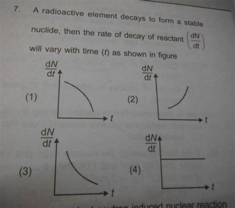 7 A Radioactive Element Decays To Form A Stable Nuclide Then The Rate