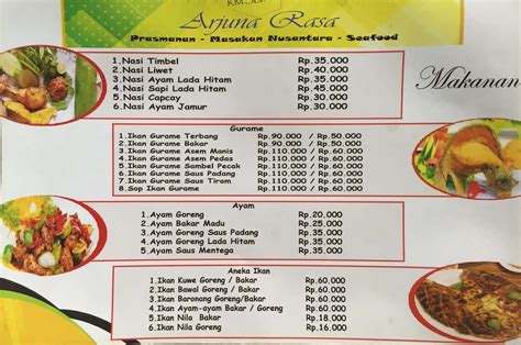 Harga Menu Rumah Makan Sunda Arjuna Rasa Terbaru 2022 2023 Di Jakarta