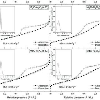 The N Adsorption Desorption Isotherms And Pore Size Distributions