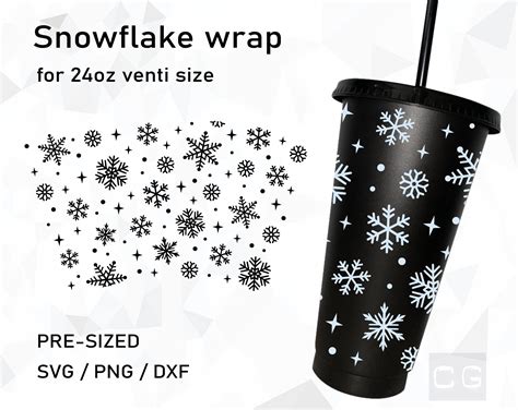 Snow Starbucks Full Wrap Svg With No Hole Winter Starbucks Svg Pre