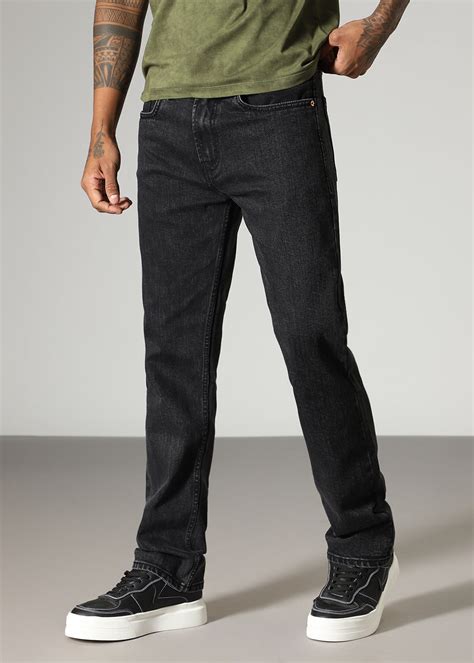 grunge black straight fit denim