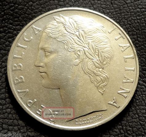 Italy 1965 100 R Lire Large Type Minerva Coin