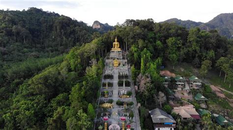 K Aerial Footage Of A Chinese Temple In Ao Nang Krabi Stock