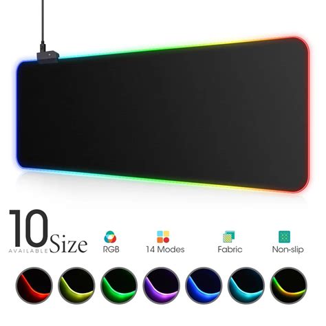 Led Light Mousepad Rgb Keyboard Cover Desk Mat Colorful Surface Mouse