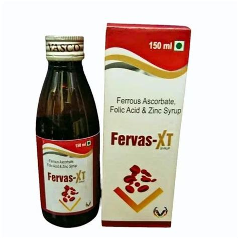 Fervas Xt Ferrous Ascorbate Folic Acid Zinc Syrup For Treatment Of