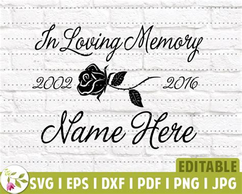 In Loving Memory Rose SVG Rose In Loving Memory Editable Funeral Design