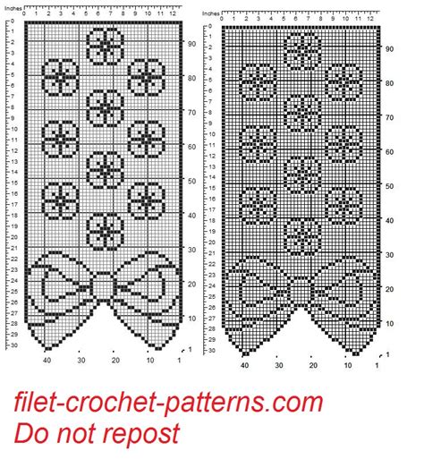 Curtain With Bow And Flowers Filet Patten Free Filet Crochet Patterns