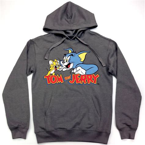 Bluza młodzieżowa z kapturem Tom and Jerry M Kot Mysz Nadruk szara