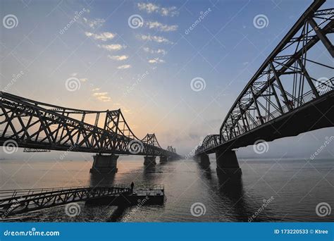 The Yalu River Broken Bridge Stock Image - Image of city, upstream ...