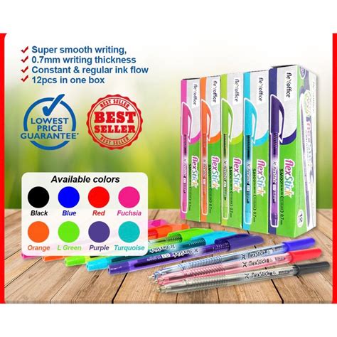 12pcs 0 5 0 7mm Original Flexoffice Flexstick Smooth Ink Pen Ballpen