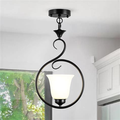 Psyverii Glass Farmhouse Candle Style Chandelier Rustic Ceiling