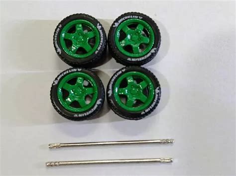 Hot Wheels Rodas C pneus Borracha Customização Raios Green MercadoLivre