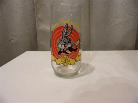 Vtg Happy Birthday Bugs Bunny Glass 50th Anniversary Wb Looney Tunes