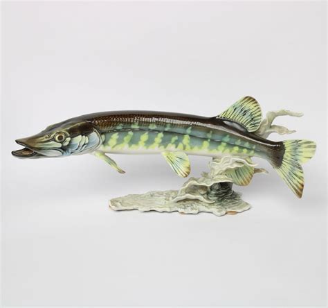 Große Hutschenreuther Porzellanfigur Fisch Hecht G Granget Länge 45 cm