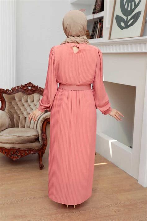 Salmon Pink Hijab Dress 3369smn Neva