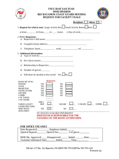 Fillable Online Mwr Facility Request Fax Email Print Pdffiller