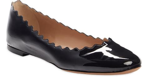 Chlo Lauren Scalloped Ballet Flat In Black Lyst