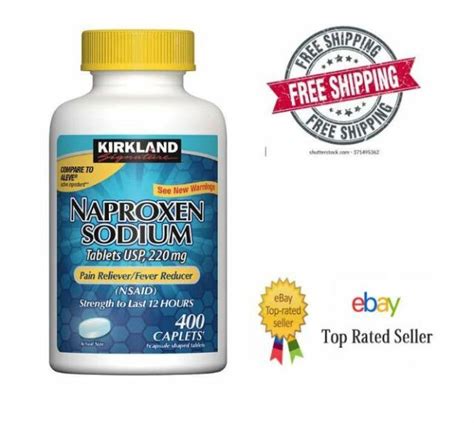 Kirkland Signature Naproxen Sodium 220mg 400 Caplets Pain Reliever For