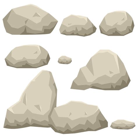 Ilustración gráfica del conjunto de piedra de la roca Vector Premium