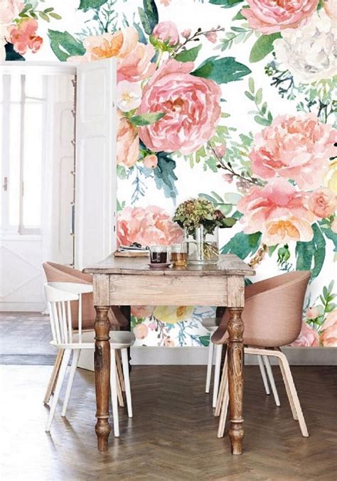 Tender Peony Wallpaper Peel And Stick Floral Wallpaper Peony Etsy