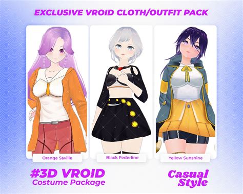 Vroid Clothing Pack Vroid Assets Vroid Outfit Cosplay Etsy