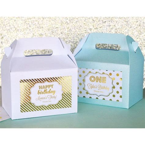 Personalized Metallic Foil Birthday Mini Gable Boxes Sophies Favors