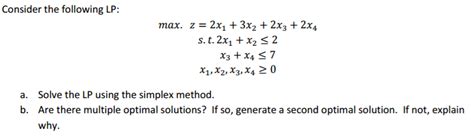 Solved Consider The Following Lp Max Z 2x 1 3x 2