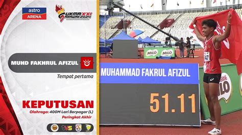 Sorotan Muhd Fakhrul Afizul Kelantan Olahraga 400M Lari Berpagar