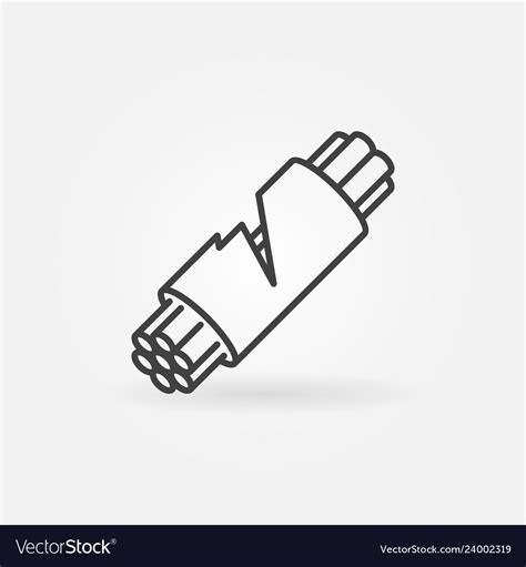 Damaged Fiber Optic Cable Icon In Thin Line Vector Image