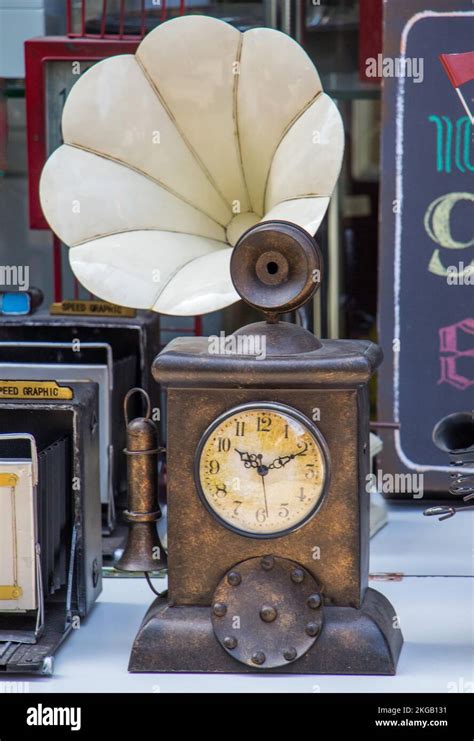 Vintage Retro Style Clocks And Mechanism Stock Photo Alamy