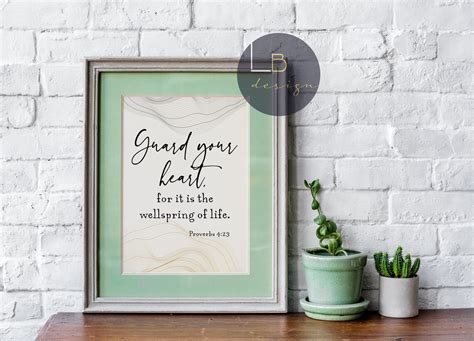 Guard Your Heart Bible Verse Wall Art Proverbs 423 Etsy