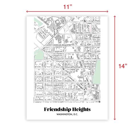 Friendship Heights Washington DC Neighborhood Map Print Etsy