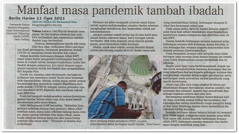 Manfaat Masa Pandemik Tambah Ibadah Keratan Akhbar Berita Harian 11