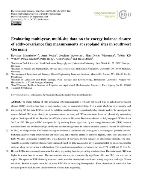 Pdf Evaluating Multi Year Multi Site Data On The Energy Balance