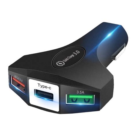 Ripley CARGADOR 3 PUERTOS DE AUTO CARRO DUAL USB TIPO C CARGA RÁPIDA 35W