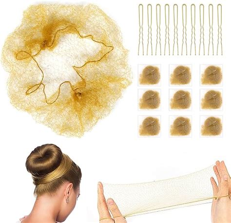 Hair Nets For Buns 20pcs Hair Bun Nets Blonde With 20pcs U Shaped Hair